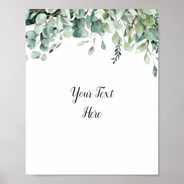 Póster Personalizado Watercolor Eucalyptus Greenery Rótul (Frente)