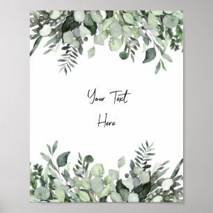 Póster Personalizado Watercolor Eucalyptus Greenery Rótul