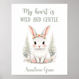 Póster Personalizado Watercolor Hare Woodland Animal Nurs