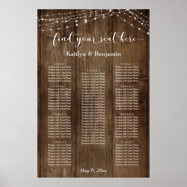 Póster Personalizado y luces de madera de una típica gráf (Frente)