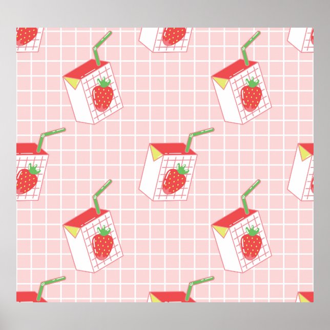 Póster Personalizados de fresa de leche: Patrones jugueto (Frente)