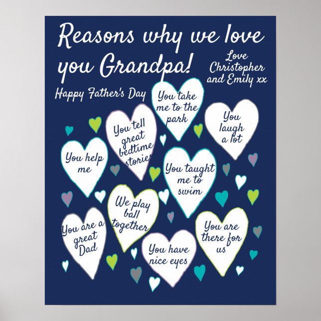 Póster Personalizados Padres por qué amamos al abuelo (Frente)
