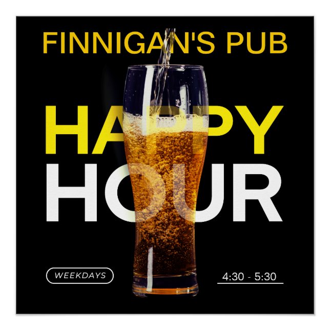 Póster Personalizar Bar Pub Public House Happy Hour Beer (Anverso)