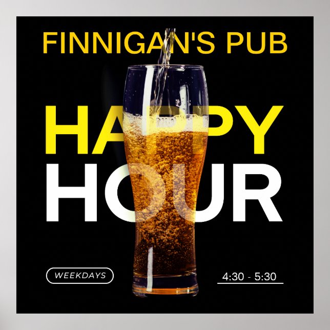 Póster Personalizar barra pub casa pública cerveza hora f (Frente)