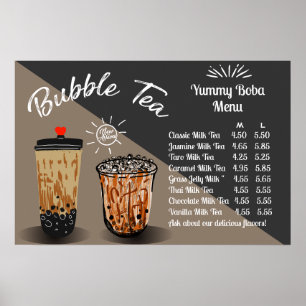 Póster Personalizar Bubble Tea Boba Donut Shop