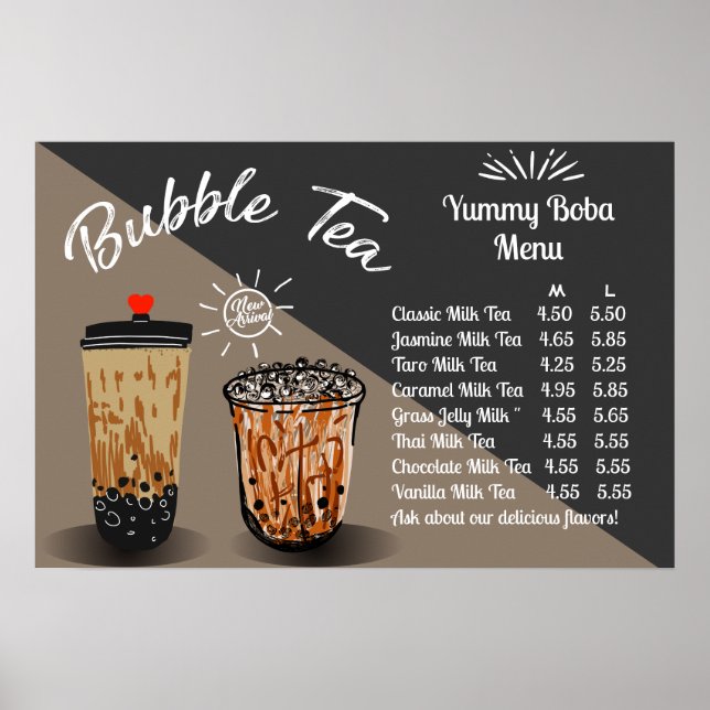 Póster Personalizar Bubble Tea Boba Donut Shop (Frente)