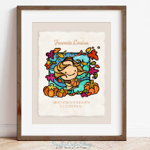 Personalizar Chica lindo con calabazas Windy Otoño