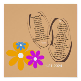PÓSTER PERSONALIZAR, CONMEMORAR EL FLORAL DE VOTOS BODAS