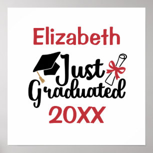 Póster Personalizar el diploma de graduación Cap rojo y n