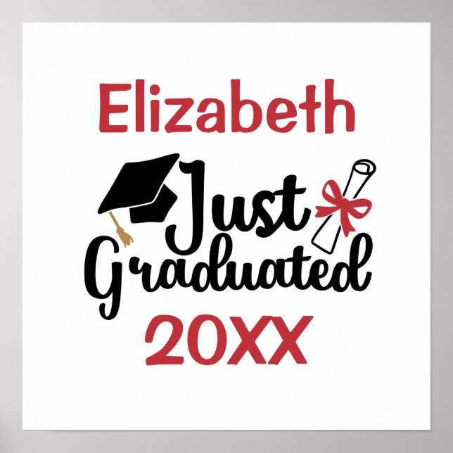 Póster Personalizar el diploma de graduación Cap rojo y n (Frente)