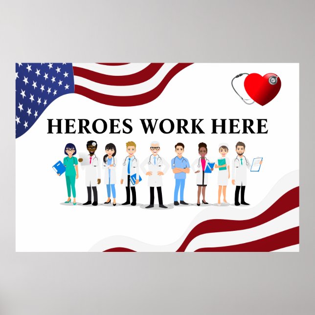 Póster Personalizar icono de personal de héroes del hospi (Frente)