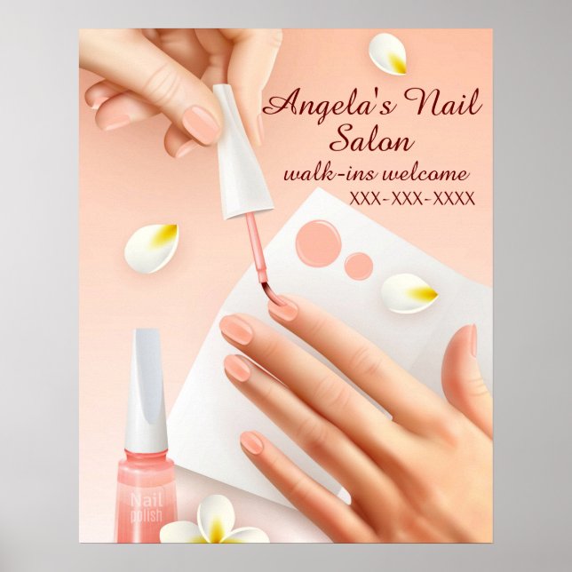Póster Personalizar imagen de uñas de manos de salón de u (Frente)