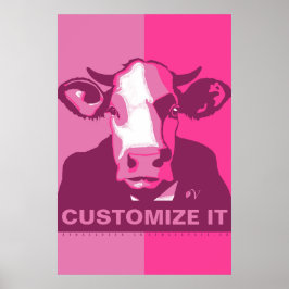 Póster PERSONALIZAR IT Pink Pop Art Cow Poster