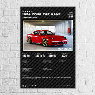 Póster Personalizar la tabla de exhibición de automóviles
