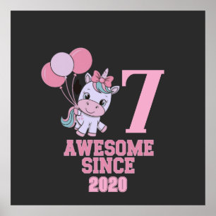 Póster Personalizar mágico Chica de cumpleaños de Unicorn