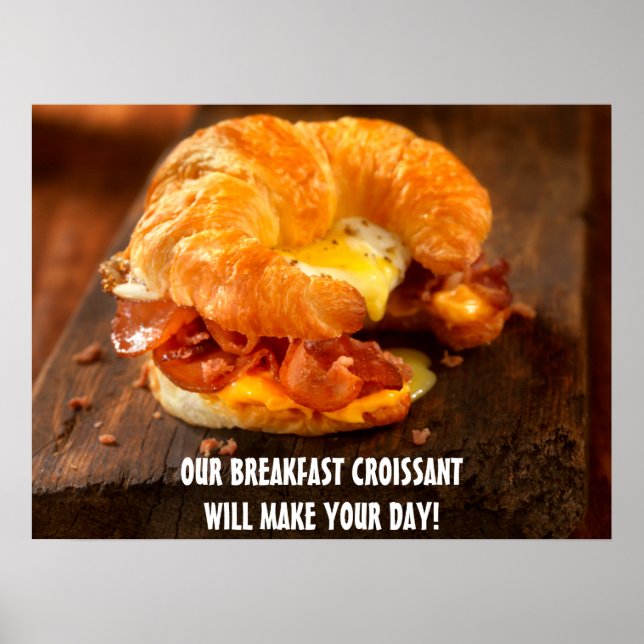 Póster Personalizar restaurante de croissant de queso con (Frente)