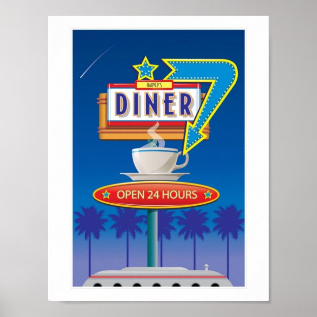 Póster Personalizar Retro Diner Poster - Los 50 de Harvey (Frente)