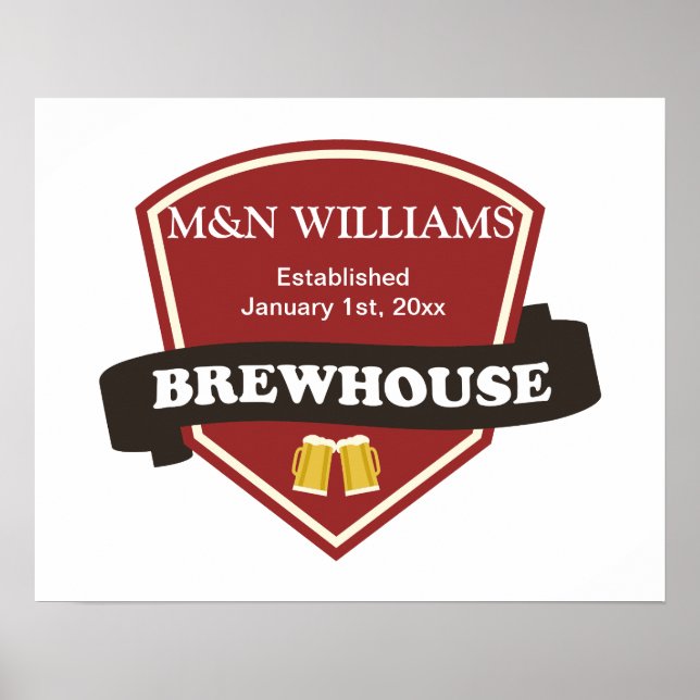 Póster Personalizar Su Nombre Brewhouse Logotipo (Frente)