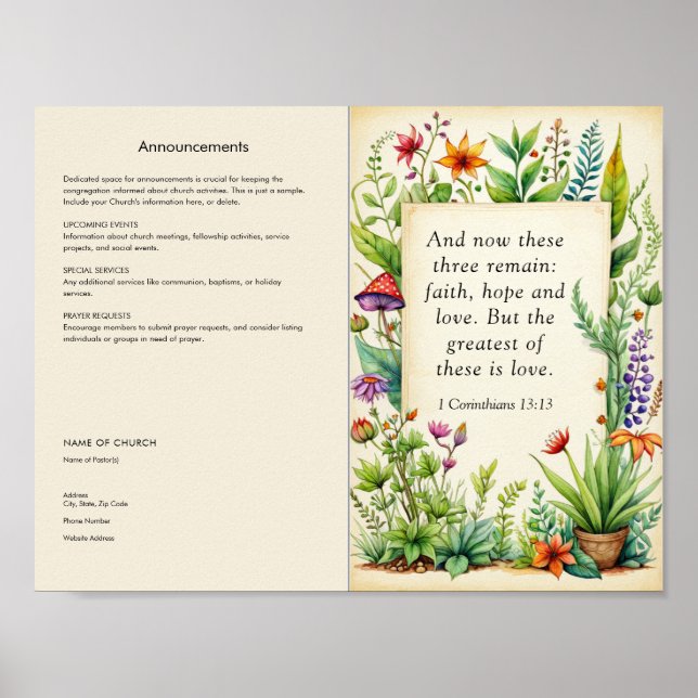 Póster Personalizar y descarga Boletín de la Iglesia (Frente)