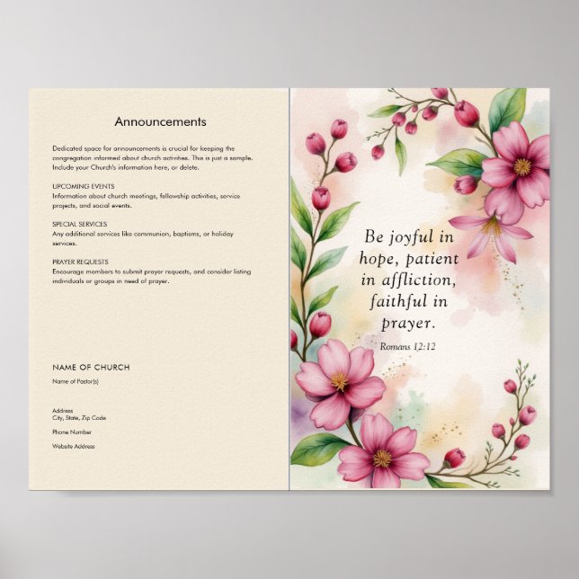 Póster Personalizar y descarga Boletín de la Iglesia (Frente)