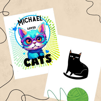Póster Personalize Boy Ama A Los Gatos Dotados