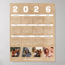 Póster Personalized 2026 Calendar Family Photo Collage
