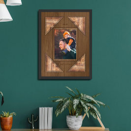 Póster Personalized 3D Rustic Wood Pattern Frame
