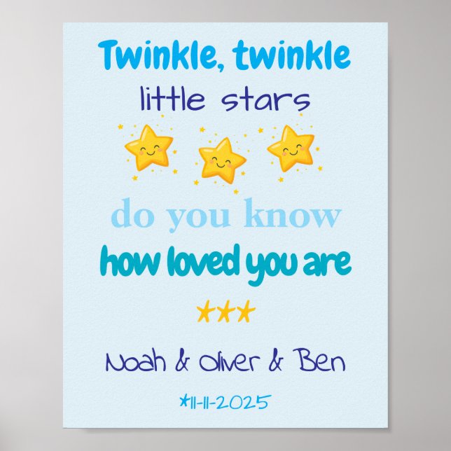 Póster Personalized Baby Boy Triplets Wall (Frente)