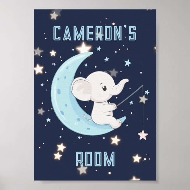 Póster Personalized Baby Elephant Fishing 4 Stars Poster  (Frente)