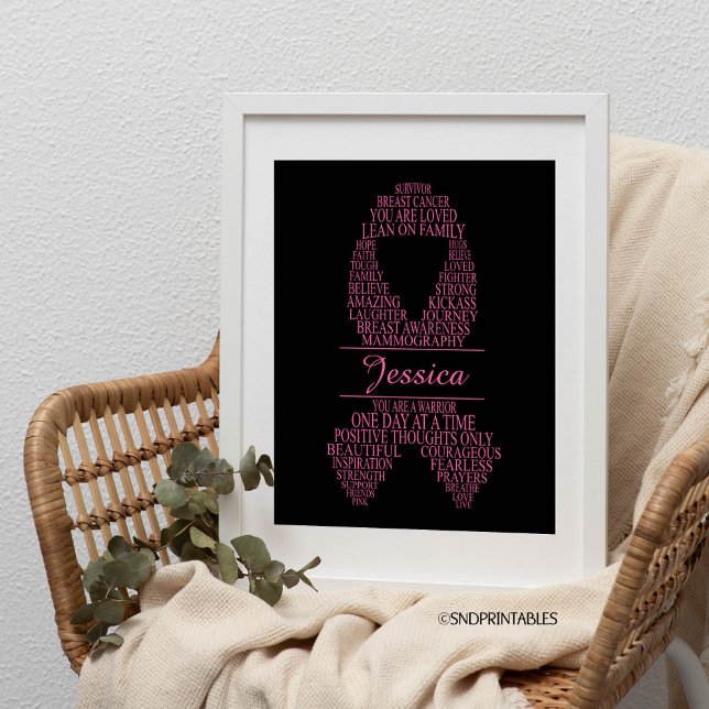 Póster Personalized Breast Cancer Ribbon Wall Art (Subido por el creador)