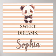 Personalized Cute Panda Sweet Dreams Poster