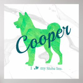Póster Personalized Cute Pastel Green Shiba Inu - Dog