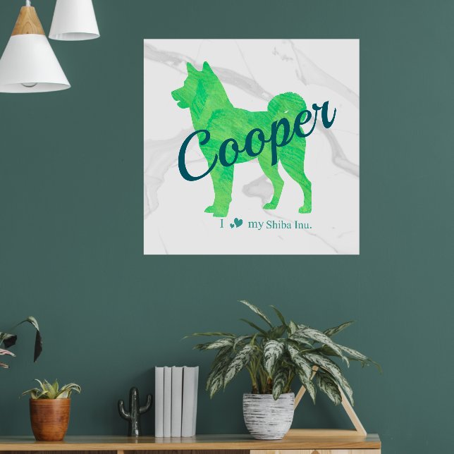 Póster Personalized Cute Pastel Green Shiba Inu - Dog (Salón 1)