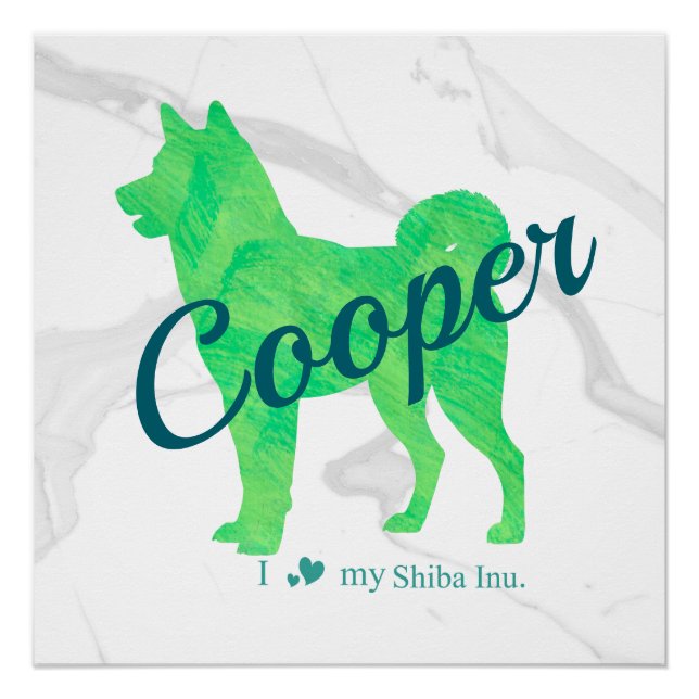 Póster Personalized Cute Pastel Green Shiba Inu - Dog (Anverso)