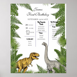 Póster Personalized Dino 1st Birthday Milestone Poster