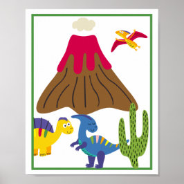 Póster Personalized Dinosaur Kids' Art Print Set