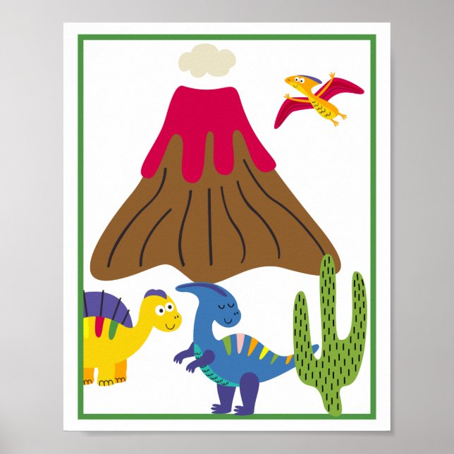 Póster Personalized Dinosaur Kids' Art Print Set (Frente)
