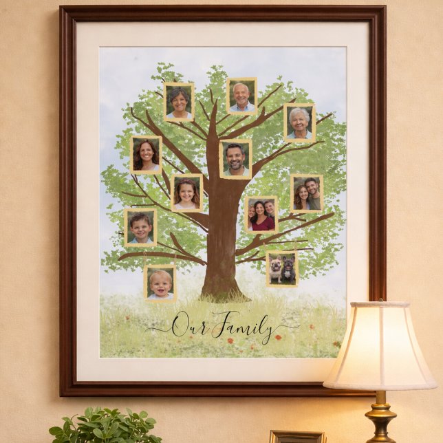 Póster Personalized Family Tree With Photos (Custom family tree with editable pictures)