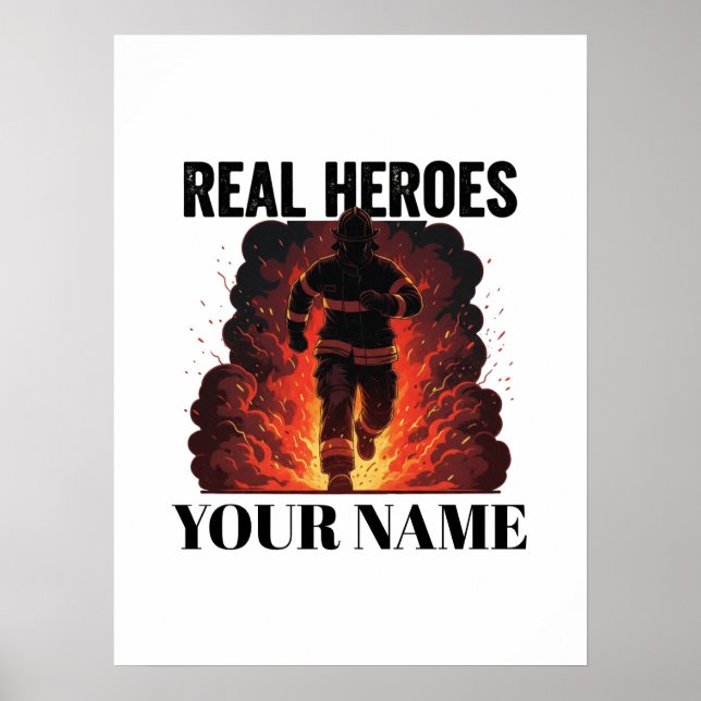 Póster Personalized Firefighter Poster – Custom Name  (Frente)