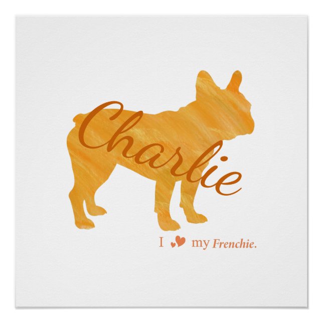 Póster Personalized French Bulldog Pastel Orange Frenchie (Anverso)
