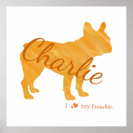 Póster Personalized French Bulldog Pastel Orange Frenchie