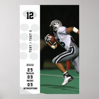 Póster Personalized Game Day Football Poster Name # Stats