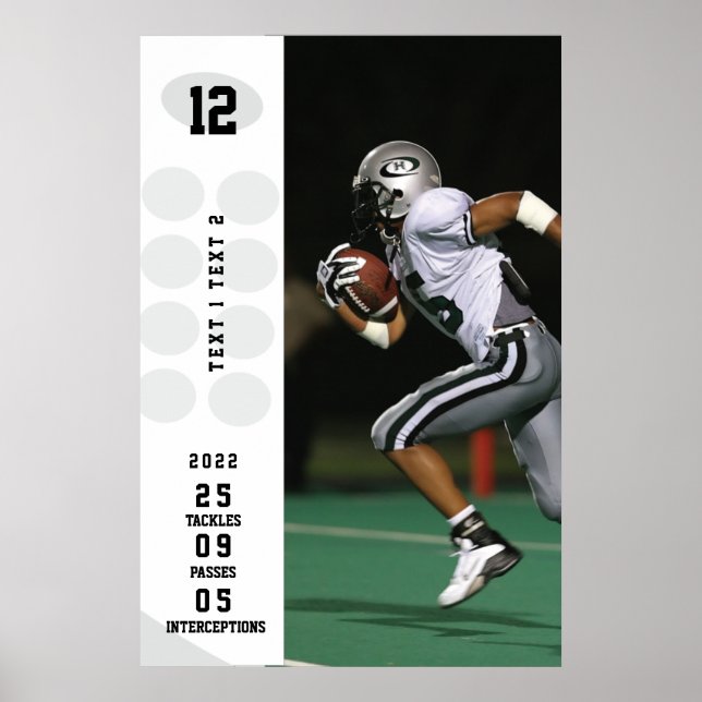 Póster Personalized Game Day Football Poster Name # Stats (Frente)