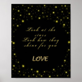Póster Personalized Gold and sparkles stars on black