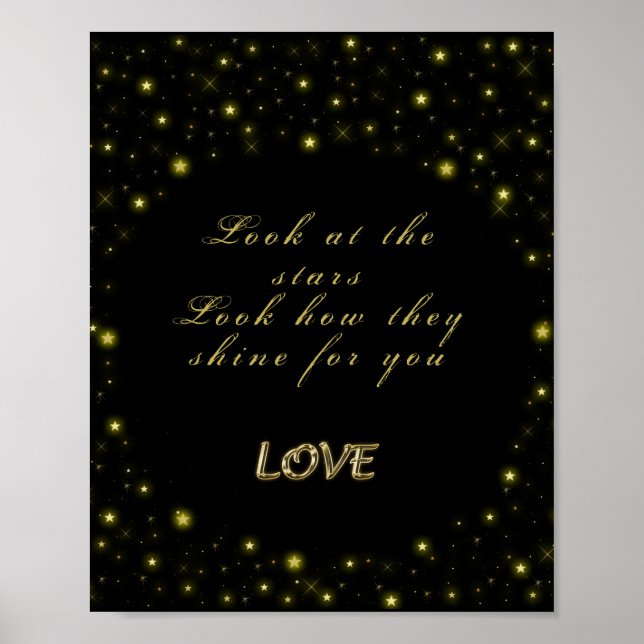 Póster Personalized Gold and sparkles stars on black (Frente)