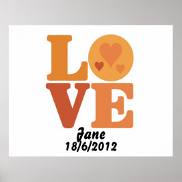 Póster Personalized Groovy Love 70s Valentine Poster