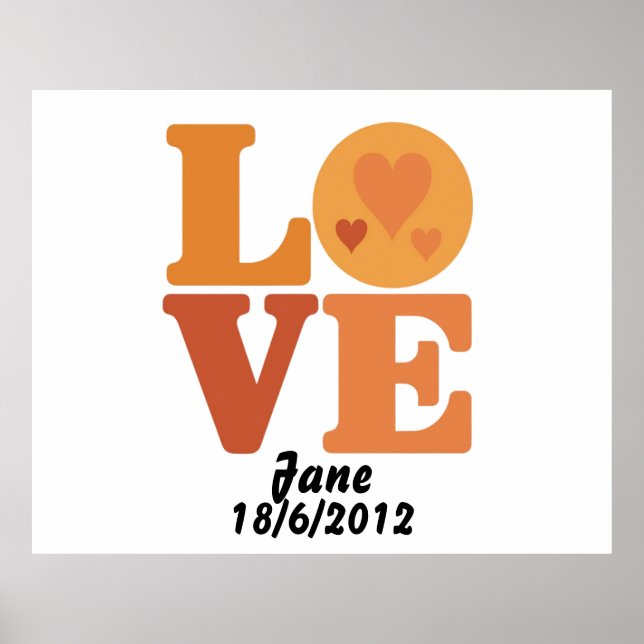 Póster Personalized Groovy Love 70s Valentine Poster (Frente)