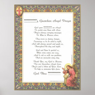 Póster Personalized Guardian Angel Baptism Birth Prayer