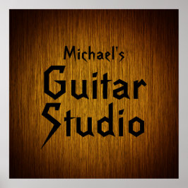 Póster Personalized Guitar Studio Poster on Sunburst Wood