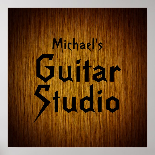 Póster Personalized Guitar Studio Poster on Sunburst Wood (Frente)